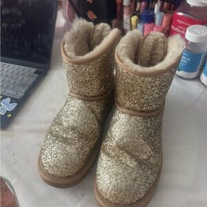UGG Gold Glitter Boots with Fur Lining